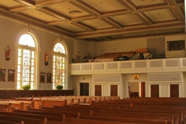 Project included interior renovations to the church, including extensive architectural millwork, plaster work, gold leafing, terrazzo flooring, painting, lighting and all interior finishes. 